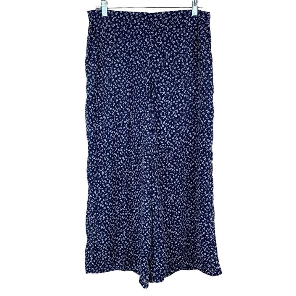 New Long Tall Sally Culottes Wide Leg Cropped Pants Blue Ditsy Floral Women's 8